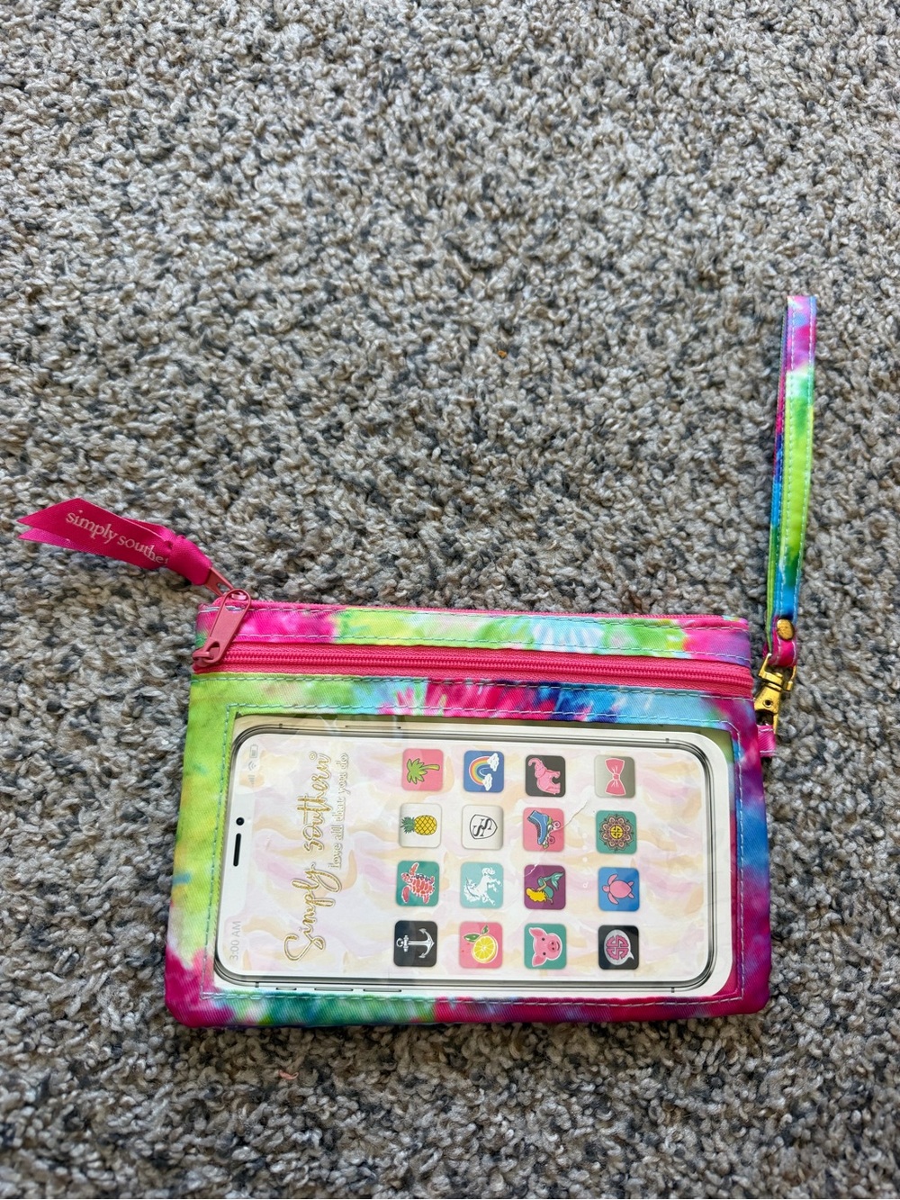 Simply Southern Tie-Dye Clear Window Wristlet - Pink, Green & Blue